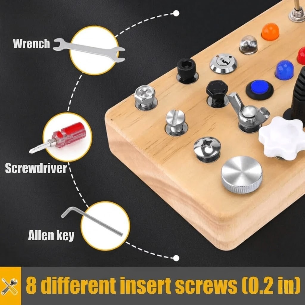 Engaging Wooden Activity Board with LED Lights for Kids