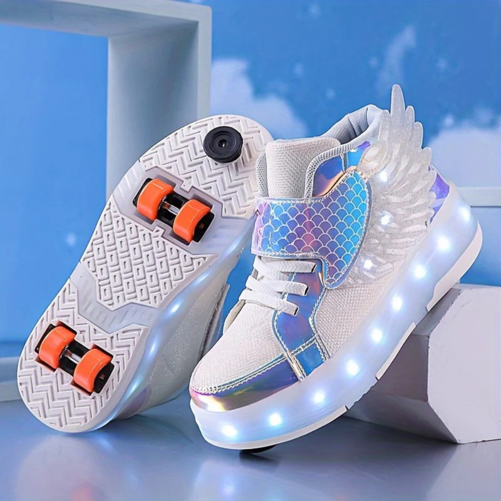 Glow & Roll Sneakers with Wings – Rechargeable Fun for Kids