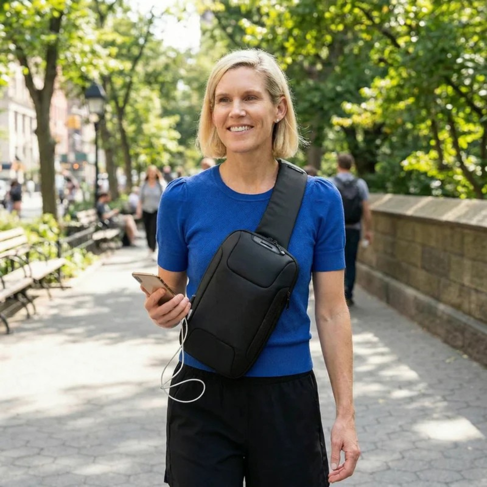 Compact Crossbody Bag with USB Charging and Secure Pockets