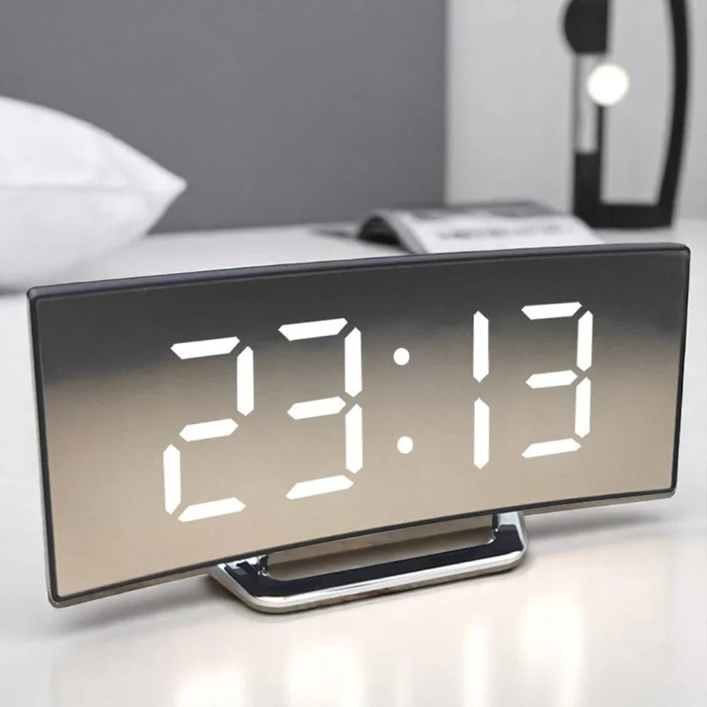 Curved Screen Smart Alarm Clock with Gentle Glow Display