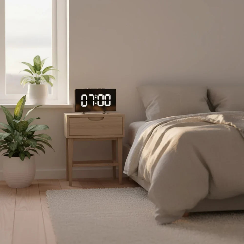Curved Screen Smart Alarm Clock with Gentle Glow Display
