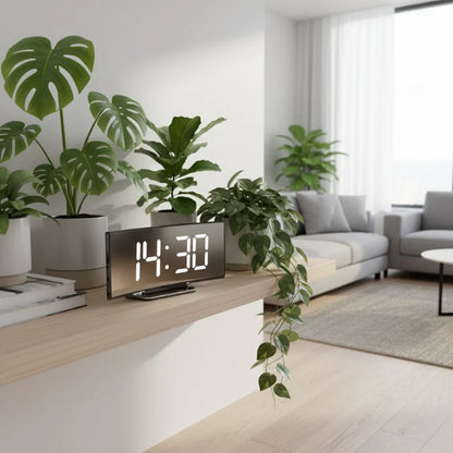 Curved Screen Smart Alarm Clock with Gentle Glow Display
