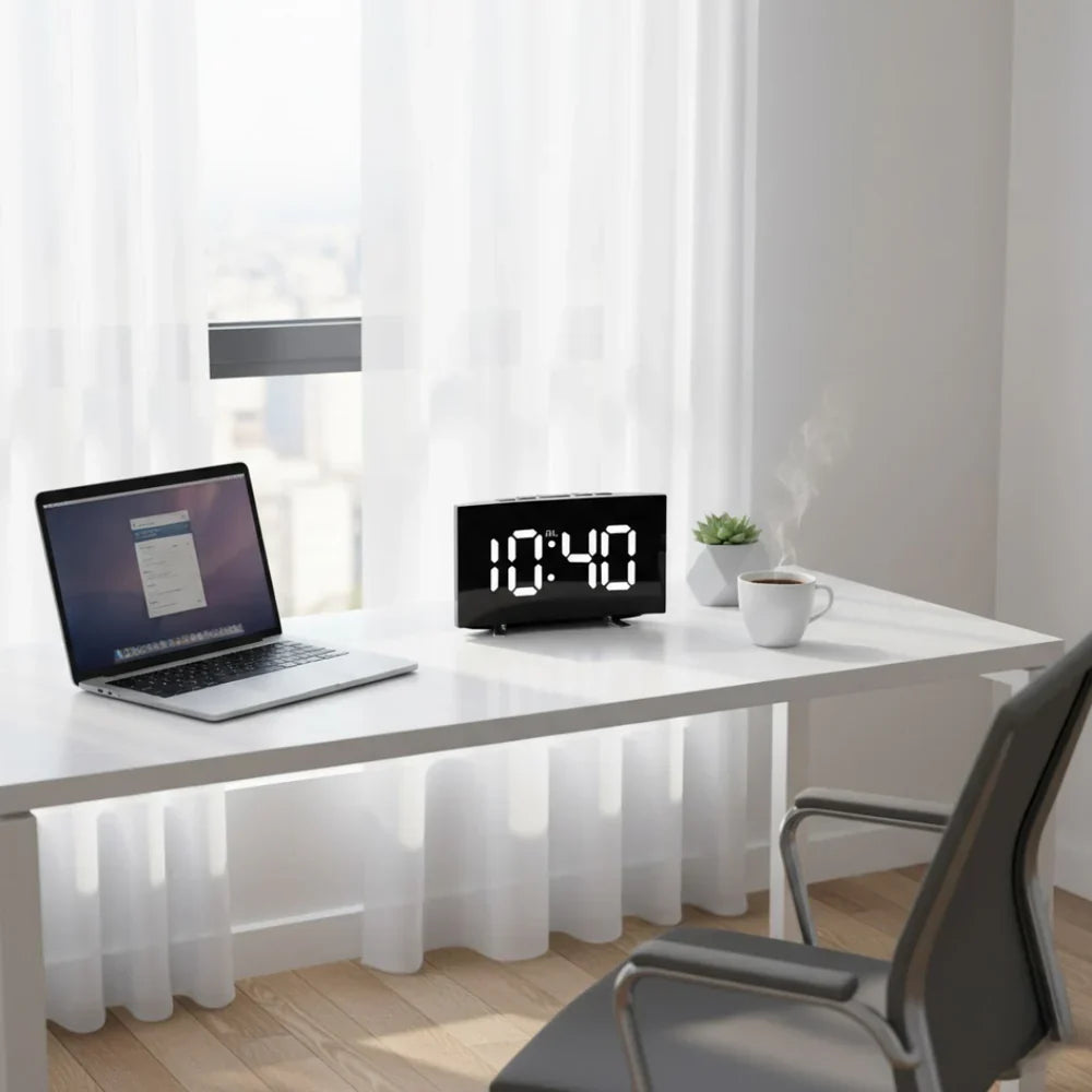 Curved Screen Smart Alarm Clock with Gentle Glow Display