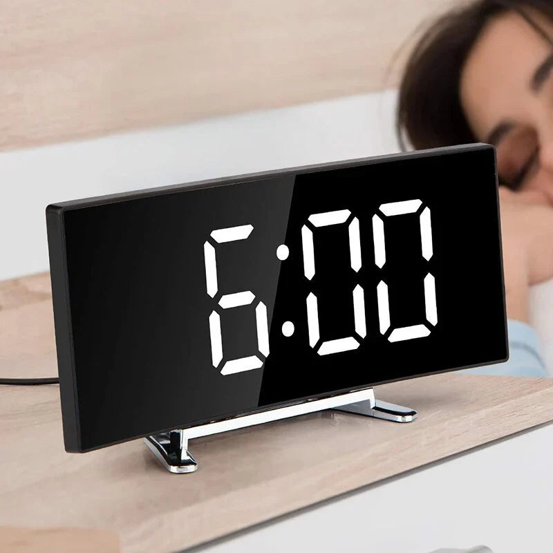 Curved Screen Smart Alarm Clock with Gentle Glow Display