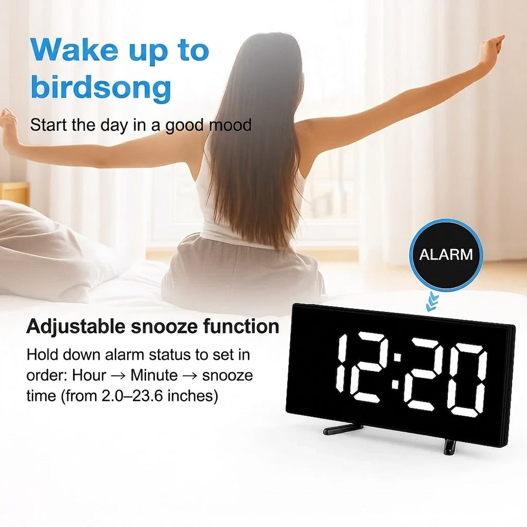 Curved Screen Smart Alarm Clock with Gentle Glow Display