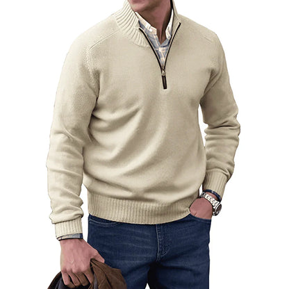 Chic Half Zip Cotton Blend Sweater for Effortless Style