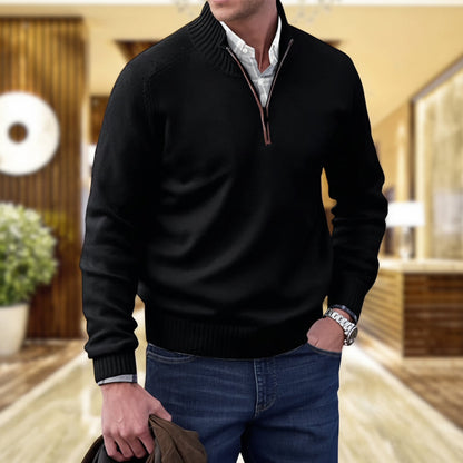 Chic Half Zip Cotton Blend Sweater for Effortless Style