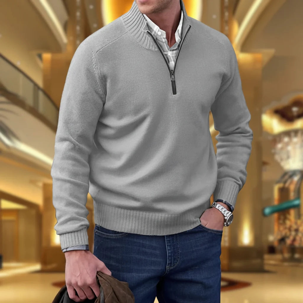 Chic Half Zip Cotton Blend Sweater for Effortless Style