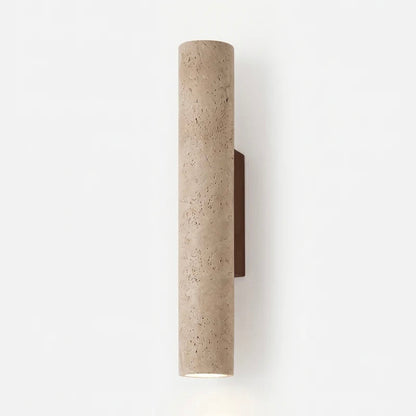 Elegant Cylinder Wall Light with Natural Stone Finish
