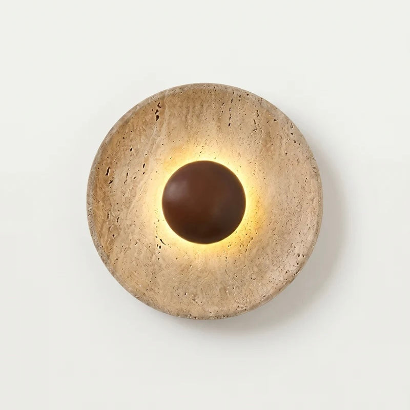 Natural Stone and Wood Wall Sconce with Cozy LED Illumination