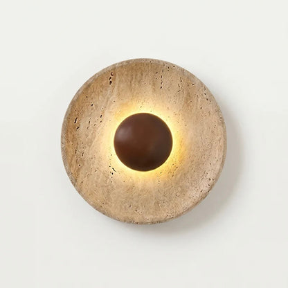 Natural Stone and Wood Wall Sconce with Cozy LED Illumination