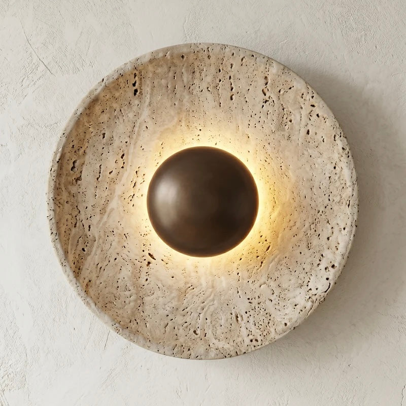 Natural Stone and Wood Wall Sconce with Cozy LED Illumination