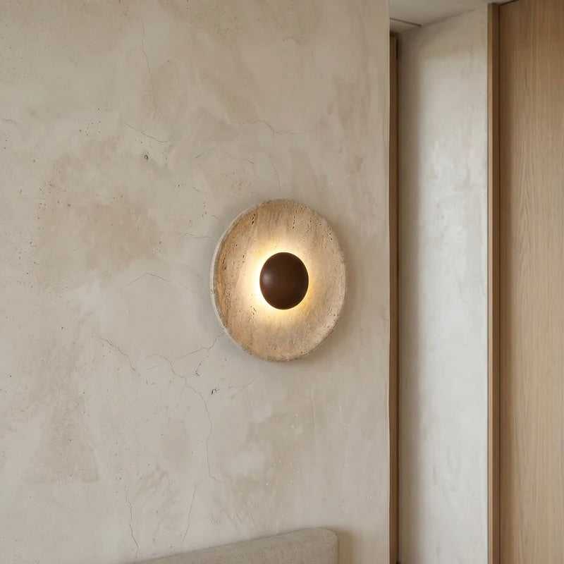 Natural Stone and Wood Wall Sconce with Cozy LED Illumination