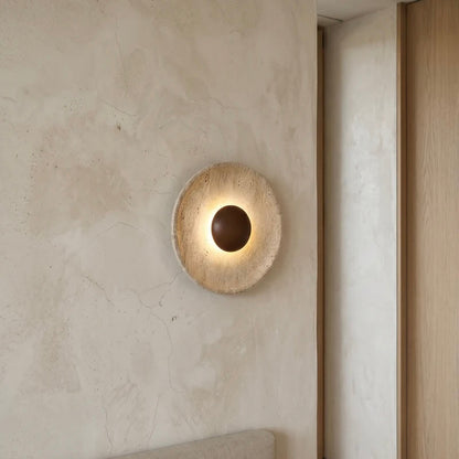 Natural Stone and Wood Wall Sconce with Cozy LED Illumination