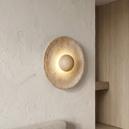 Natural Stone and Wood Wall Sconce with Cozy LED Illumination