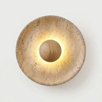 Natural Stone and Wood Wall Sconce with Cozy LED Illumination