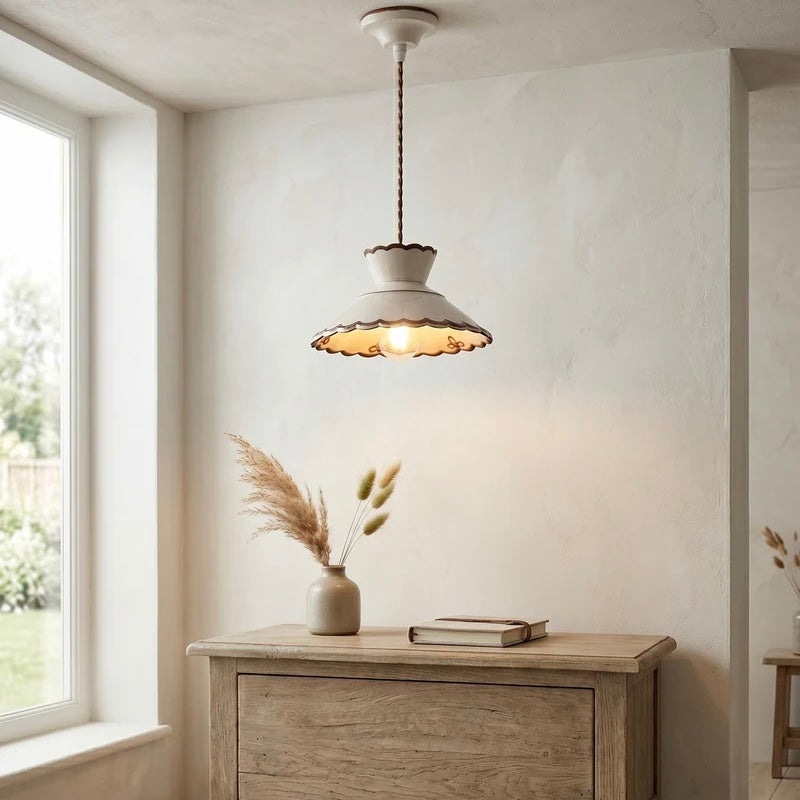 Elegant Ceramic Hanging Light with Customizable Cord Length