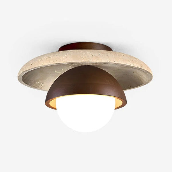Elegant Stone and Glass Ceiling or Wall Light Fixture