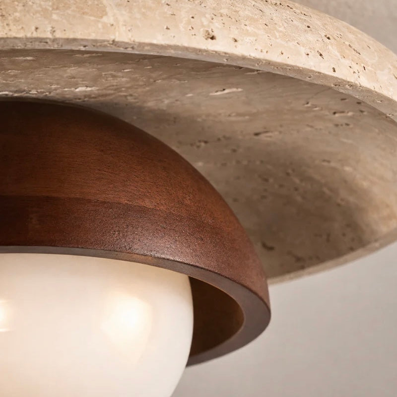Elegant Stone and Glass Ceiling or Wall Light Fixture
