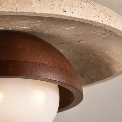 Elegant Stone and Glass Ceiling or Wall Light Fixture