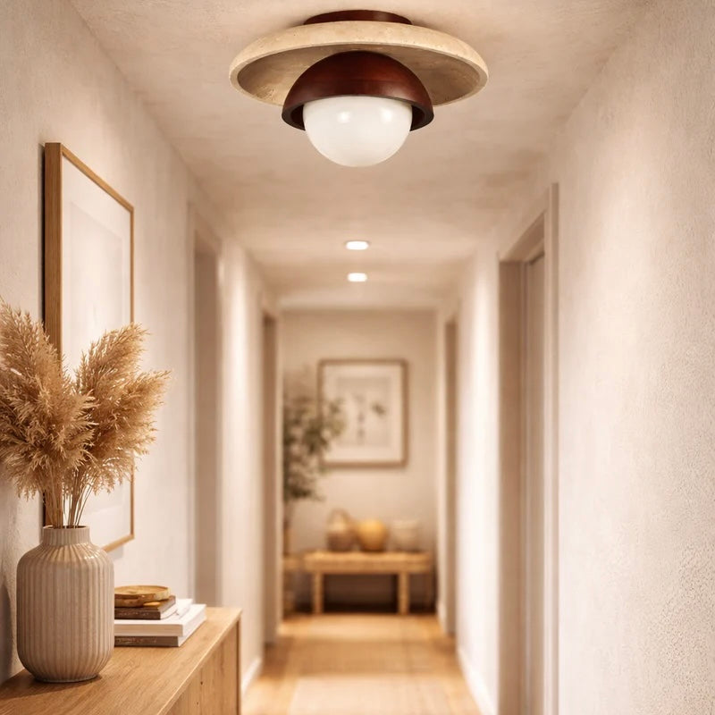 Elegant Stone and Glass Ceiling or Wall Light Fixture