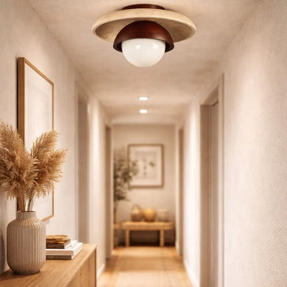 Elegant Stone and Glass Ceiling or Wall Light Fixture
