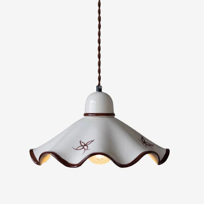 Textured Ceramic Hanging Light with Adjustable Cord