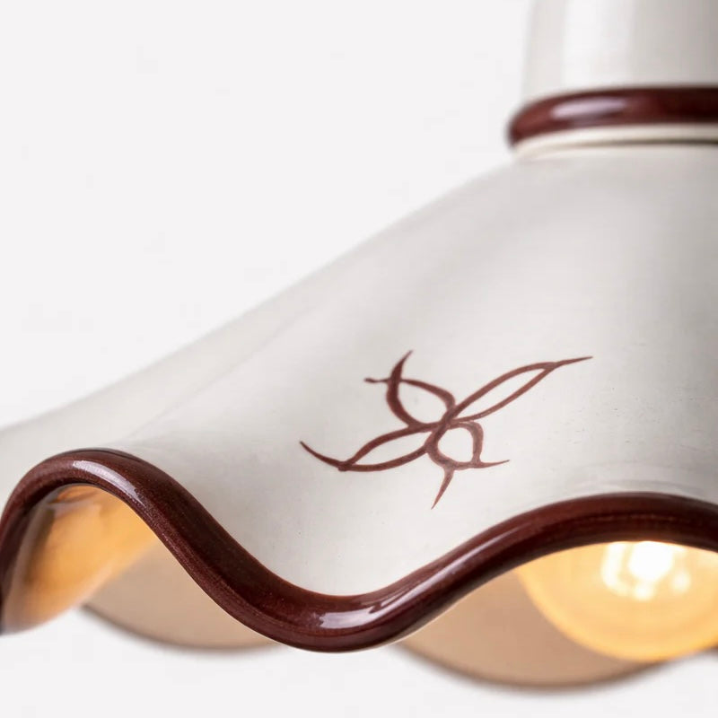 Textured Ceramic Hanging Light with Adjustable Cord