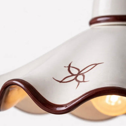 Textured Ceramic Hanging Light with Adjustable Cord