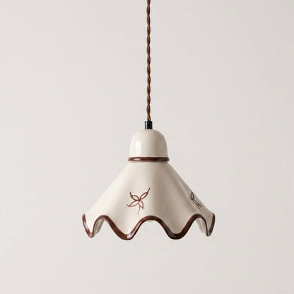 Textured Ceramic Hanging Light with Adjustable Cord