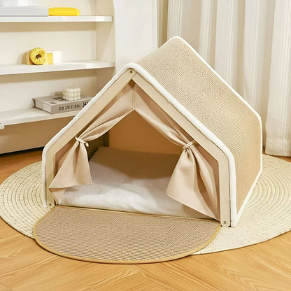 Enclosed Cat Retreat with Scratching Area and Cozy Interior