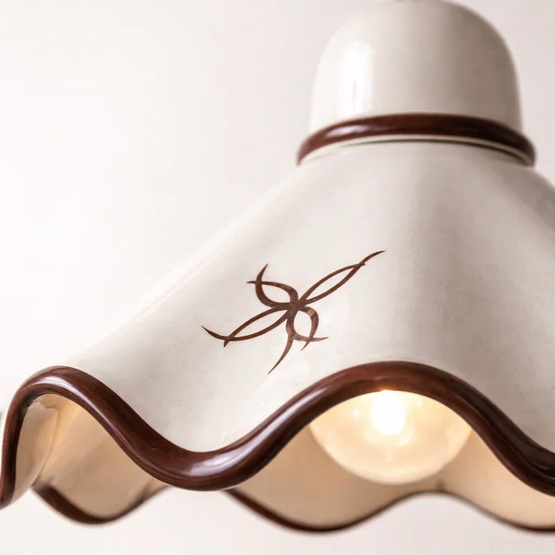 Textured Ceramic Hanging Light with Adjustable Cord