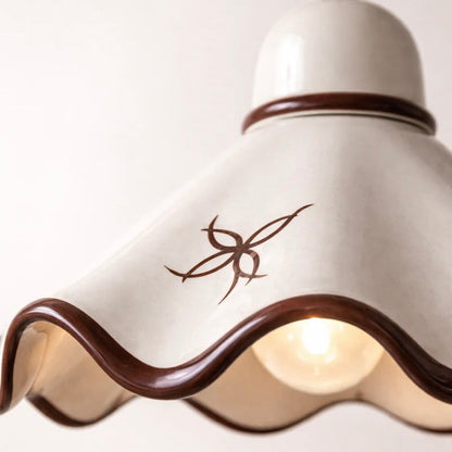Textured Ceramic Hanging Light with Adjustable Cord