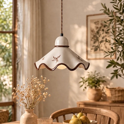 Textured Ceramic Hanging Light with Adjustable Cord