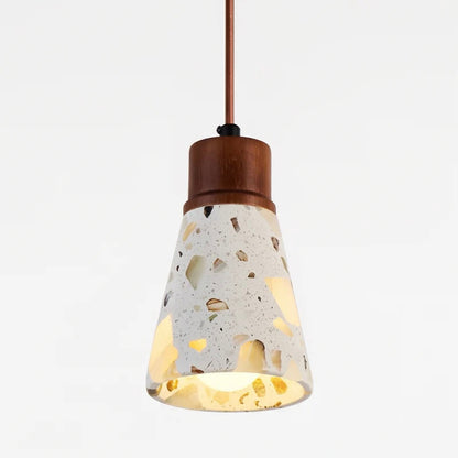 Natural Stone and Timber Hanging Light with Custom Height