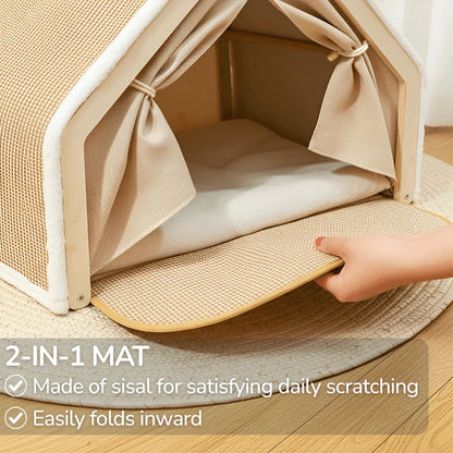 Enclosed Cat Retreat with Scratching Area and Cozy Interior