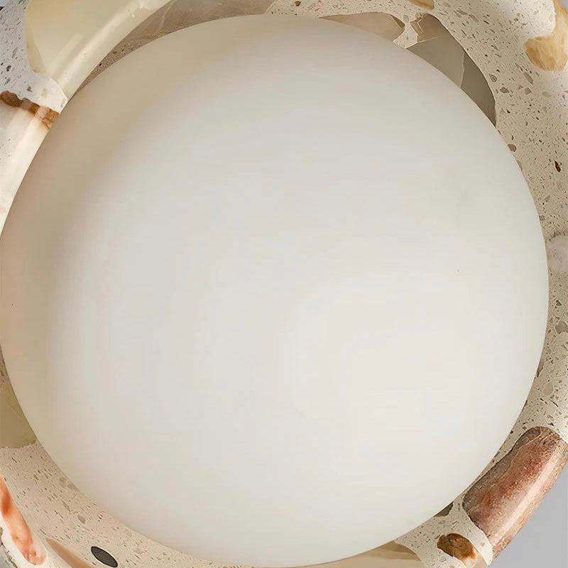 Natural Stone and Timber Hanging Light with Custom Height