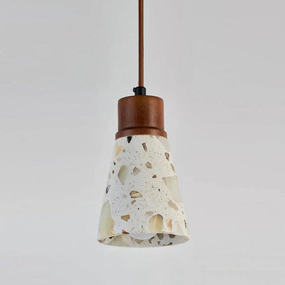 Natural Stone and Timber Hanging Light with Custom Height