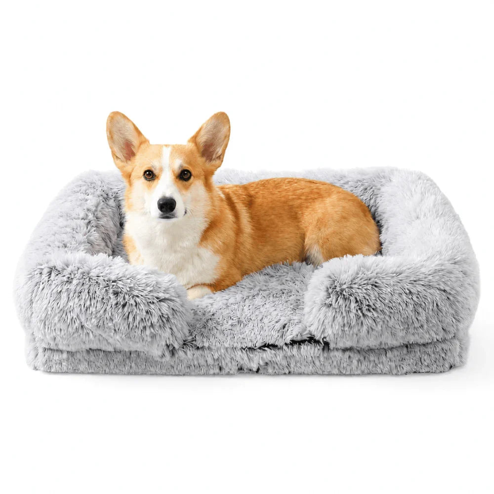Comfort Plus Dog Bed with Supportive Edges and Easy-Clean Cover