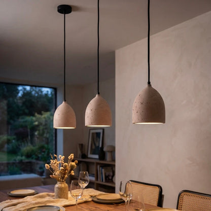 Elegant Pendant Light with Wood and Stone Fusion