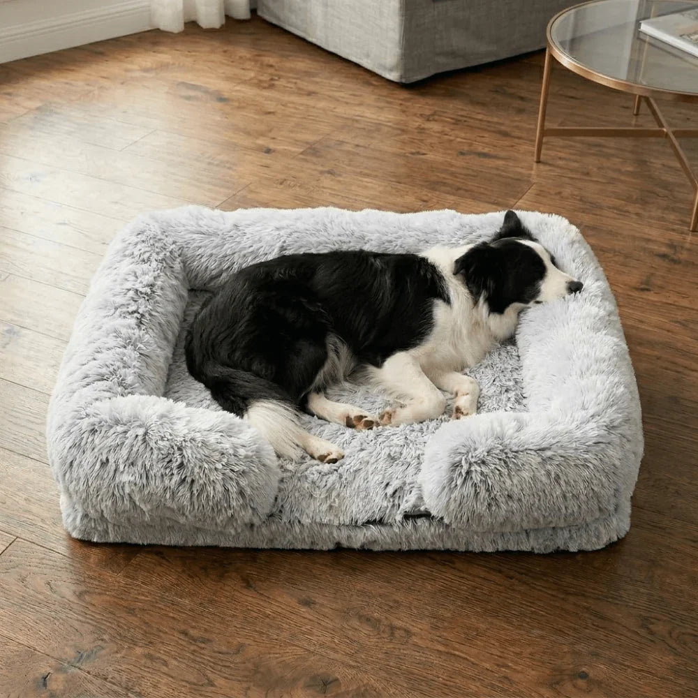 Comfort Plus Dog Bed with Supportive Edges and Easy-Clean Cover