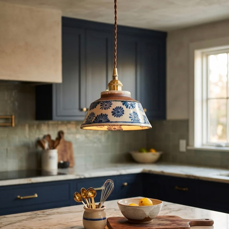 Handcrafted Ceramic Pendant Light with Warm LED Illumination