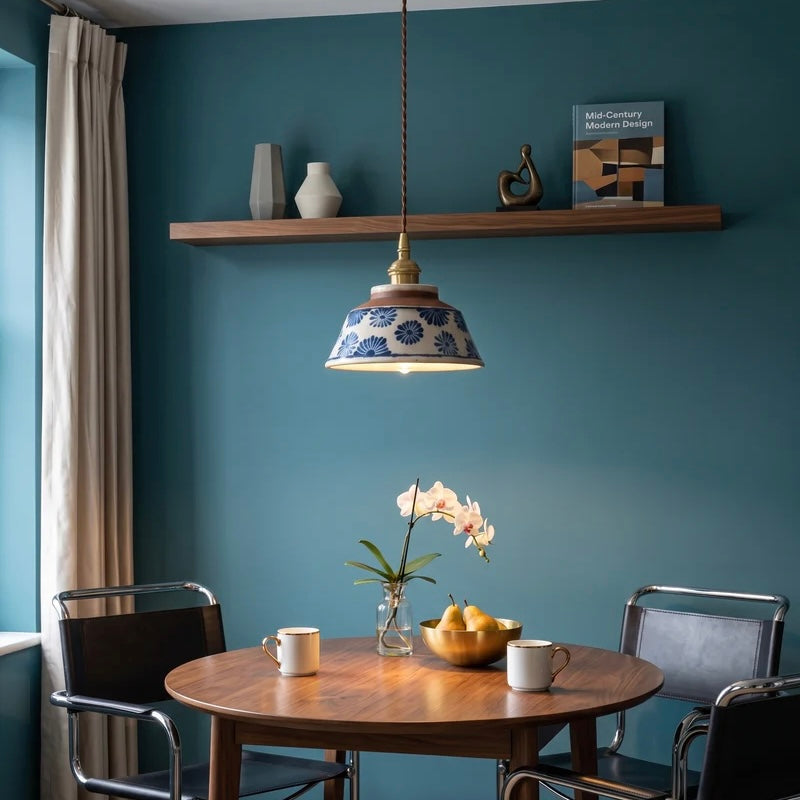 Handcrafted Ceramic Pendant Light with Warm LED Illumination