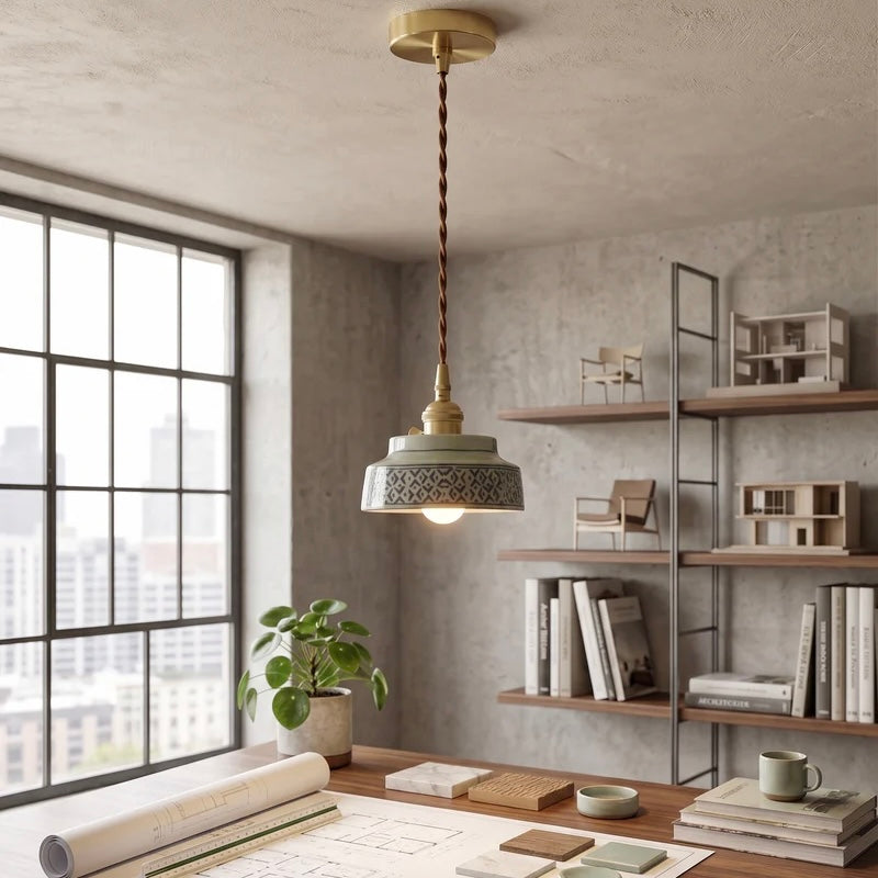 Charming Ceramic Hanging Light with Adjustable Twisted Cord