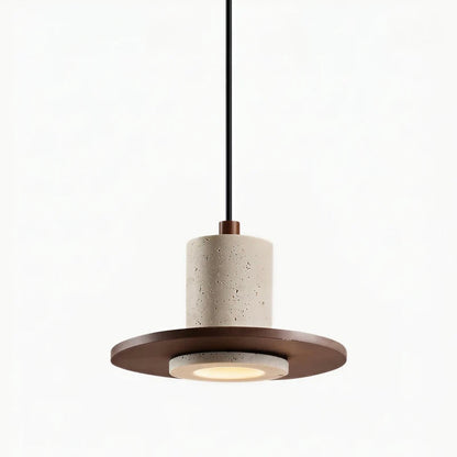 Rustic Stone & Wood Pendant Light Fixture