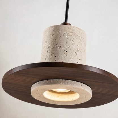 Rustic Stone & Wood Pendant Light Fixture