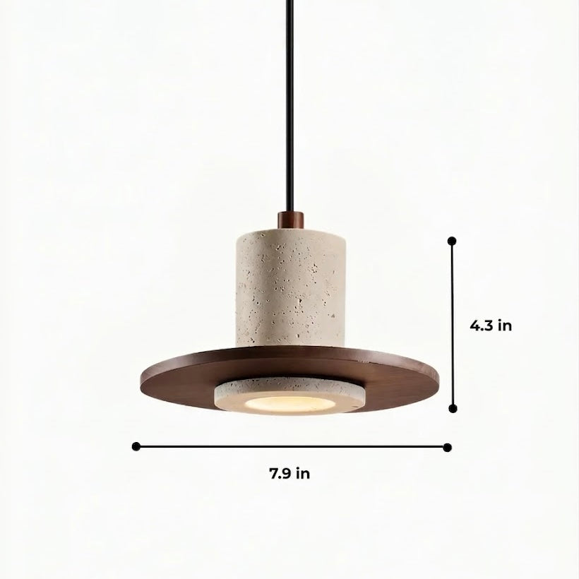 Rustic Stone & Wood Pendant Light Fixture