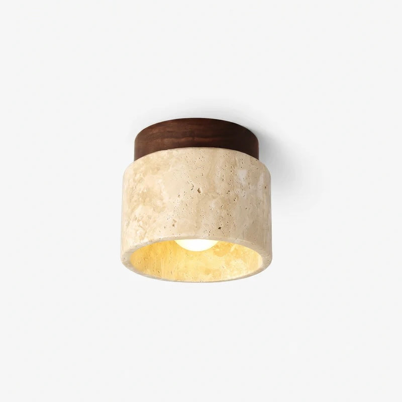 Elegant Stone and Wood Ceiling Light for Cozy Interiors