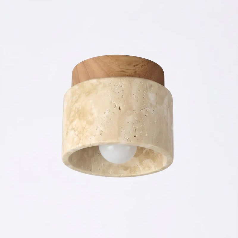 Elegant Stone and Wood Ceiling Light for Cozy Interiors