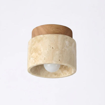 Elegant Stone and Wood Ceiling Light for Cozy Interiors
